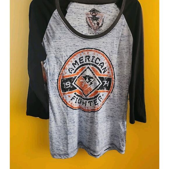 AMERICAN FIGHTER Women's T-Shirt BRONX Tee Biker 3/4 Sleeves Small NWT A113 - Picture 1 of 5